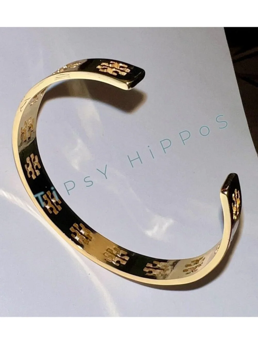 NEW! TORY BURCH Gold Pierced Logo Cuff Bracelet